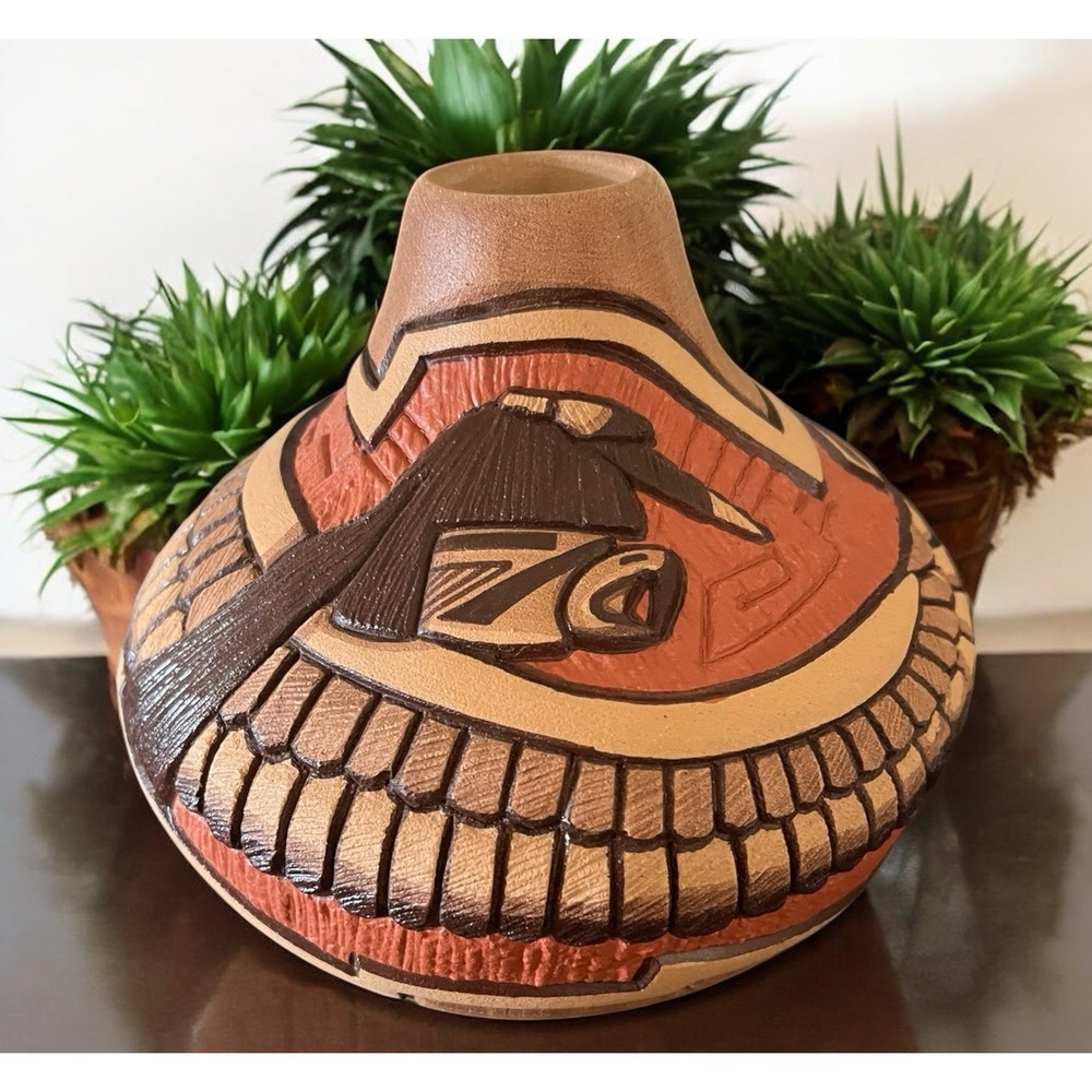 Native American‎ Pottery The Eagle Boy Marty & Ekvira Naha Nampeyo Red Clay Vase